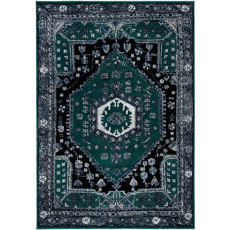 Vintage Hamadan VTH204 Power Loomed Indoor Area Rug - Green/Black - 4'x6' - Safavieh