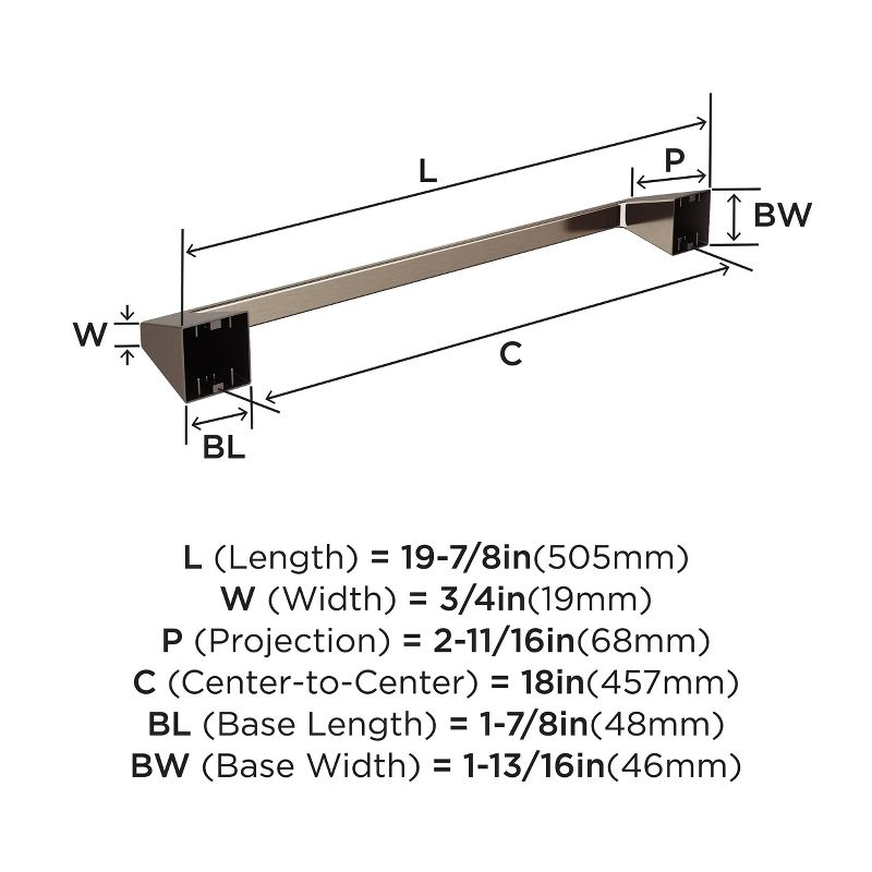 Amerock Blackrock Brushed Nickel 18 inch (457mm) Towel Bar