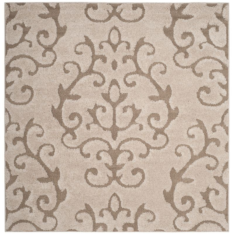 Florida Shag SG470 Power Loomed Indoor Area Rug - Cream/Beige - 5'x5' Square - Safavieh
