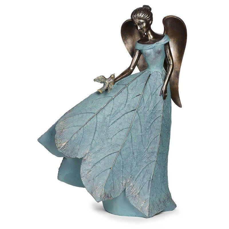 Roman 19.75" Angel and Bird Statue Outdoor Garden Statue Bronze