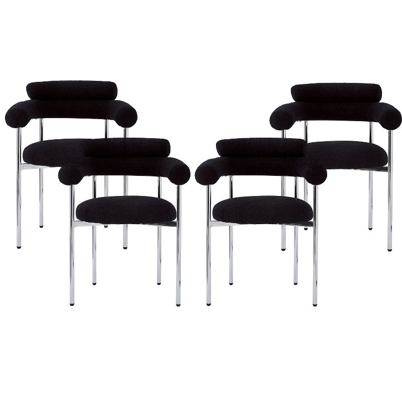 Christopher Knight Home Gianna Modern Upholstered Dining Chairs with Metal Legs (Set of 4), Black/Silver