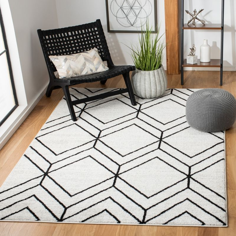 Adirondack ADR241 Machine Made Indoor Area Rug - Light Grey/Black - 4'x4' - Safavieh