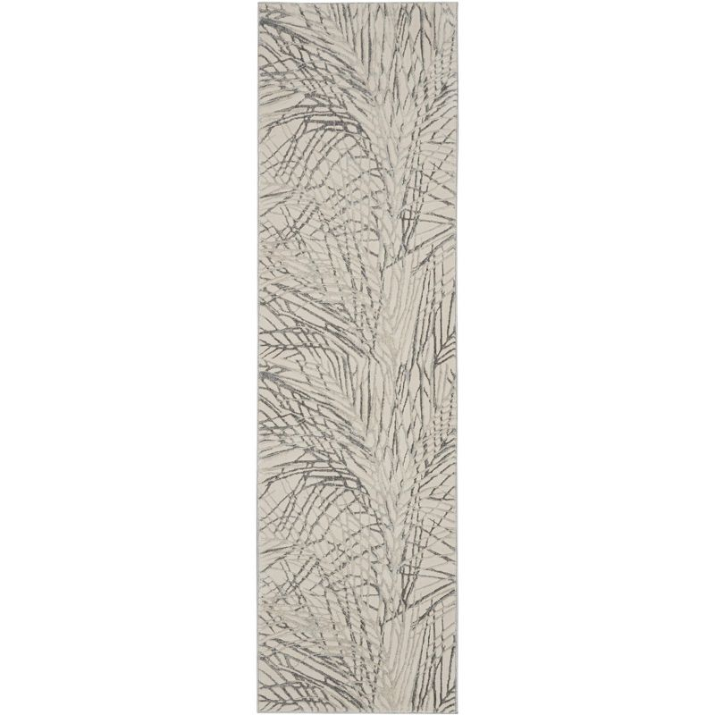 Nourison Rustic Textures Modern Palm Indoor Area Rug Ivory/Grey 2'2" x 7'6"