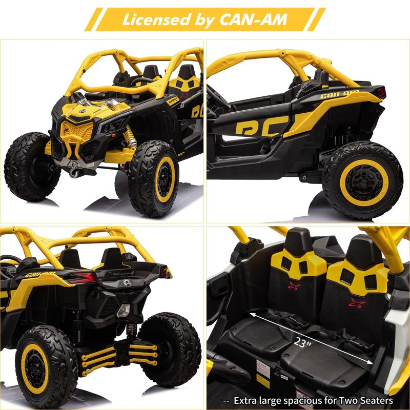 2 Seats Ride on UTV with Remote Control for Kids, 2 * 24V Batteries 4 * 200W Motors Licensed by CAN-AM UTV