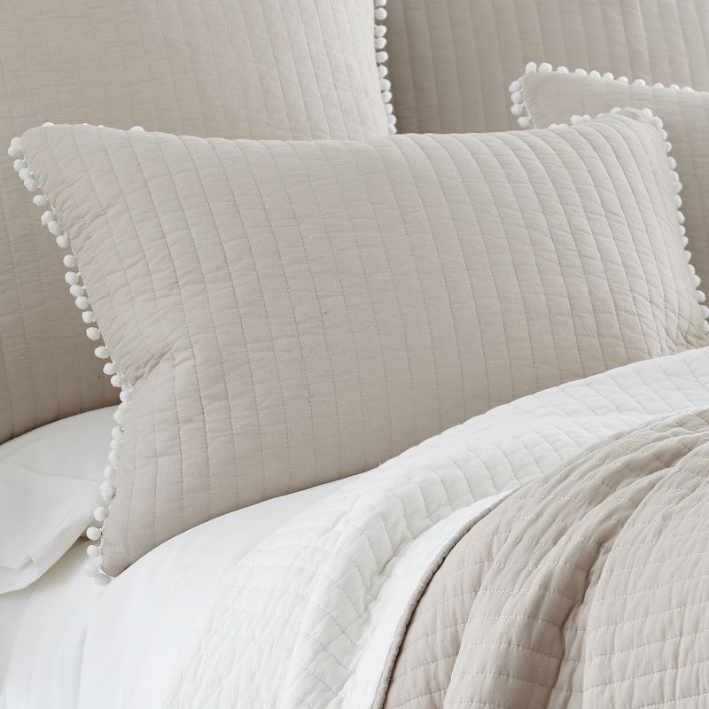Pom Pom Taupe Twin/Twin XL Quilt - Levtex Home