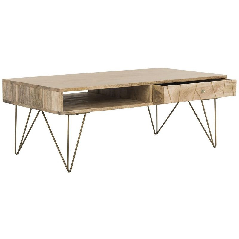 Marigold Coffee Table - Natural/Brass - Safavieh