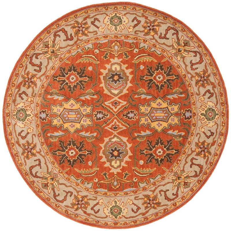 Heritage HG734 Handmade Area Rug - 6' Round - Rust/Beige - Safavieh