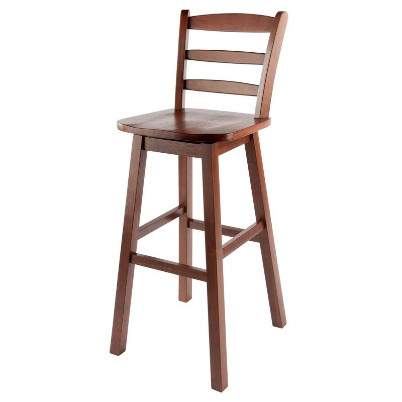 Winsome Scalera Ladder Back Swivel Seat Counter Height Barstool Walnut: Fixed Height, Wood Frame, 220lb Capacity
