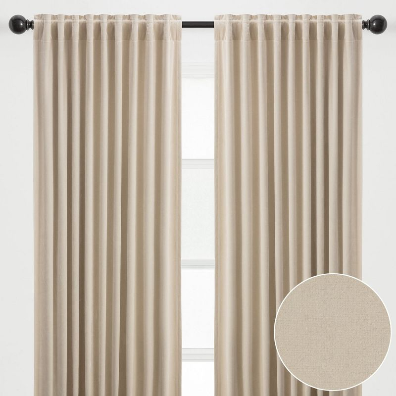 Chanasya 2pk Solid Velvet Room Darkening Blackout Privacy Window Curtain Panels - Set of 2 - 52 x 63 Inches Long - Beige