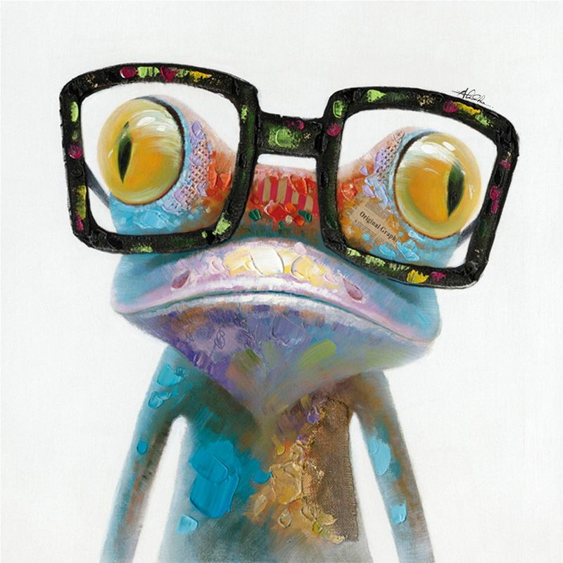 Hipster Froggy II Unframed Wall Canvas - Yosemite Home Decor: Modern Animal Art, 20x20 Wood Canvas