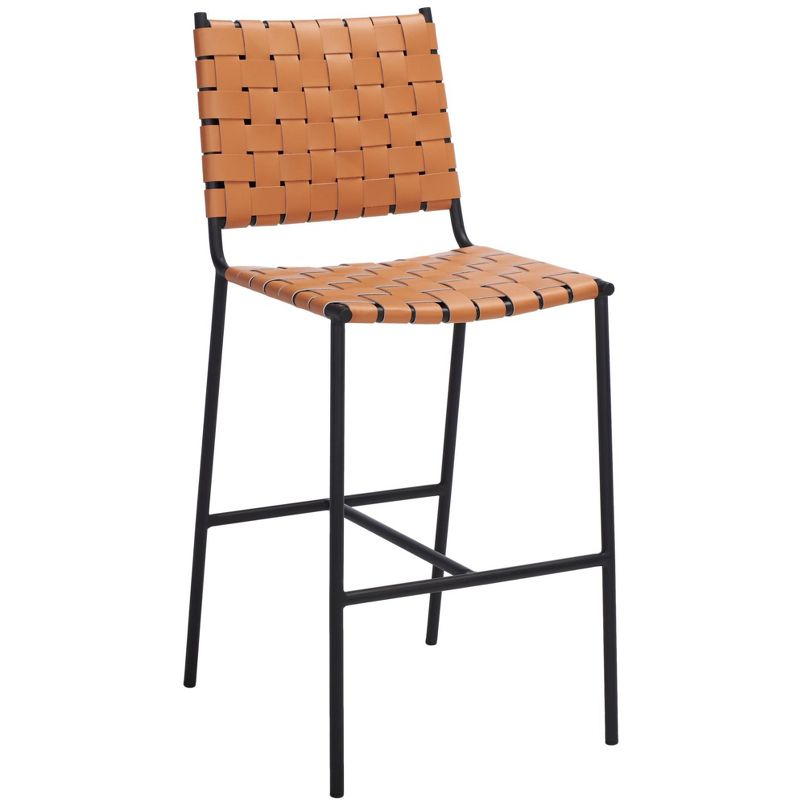 Olenna Woven Counter Stool - BST3011 - Cognac/Black - Safavieh