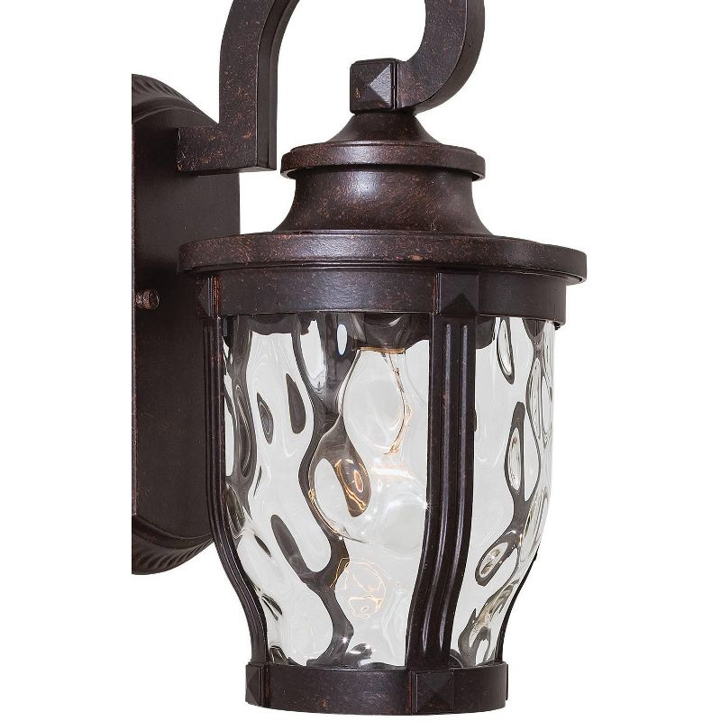 Minka Lavery Rustic Outdoor Wall Light Fixture Corona Bronze 12 1/4" Clear Hammered Glass for Post Exterior Deck Porch Yard Patio