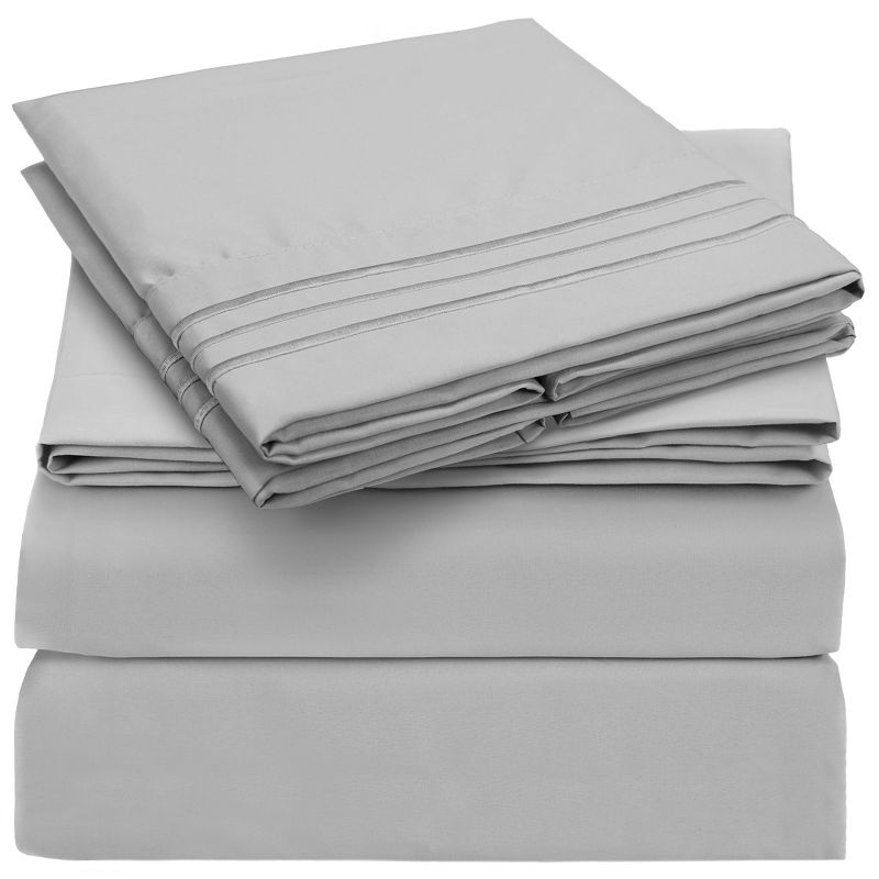 Mellanni Brushed Microfiber Sheet Set, Queen, Light Gray, 4 Piece