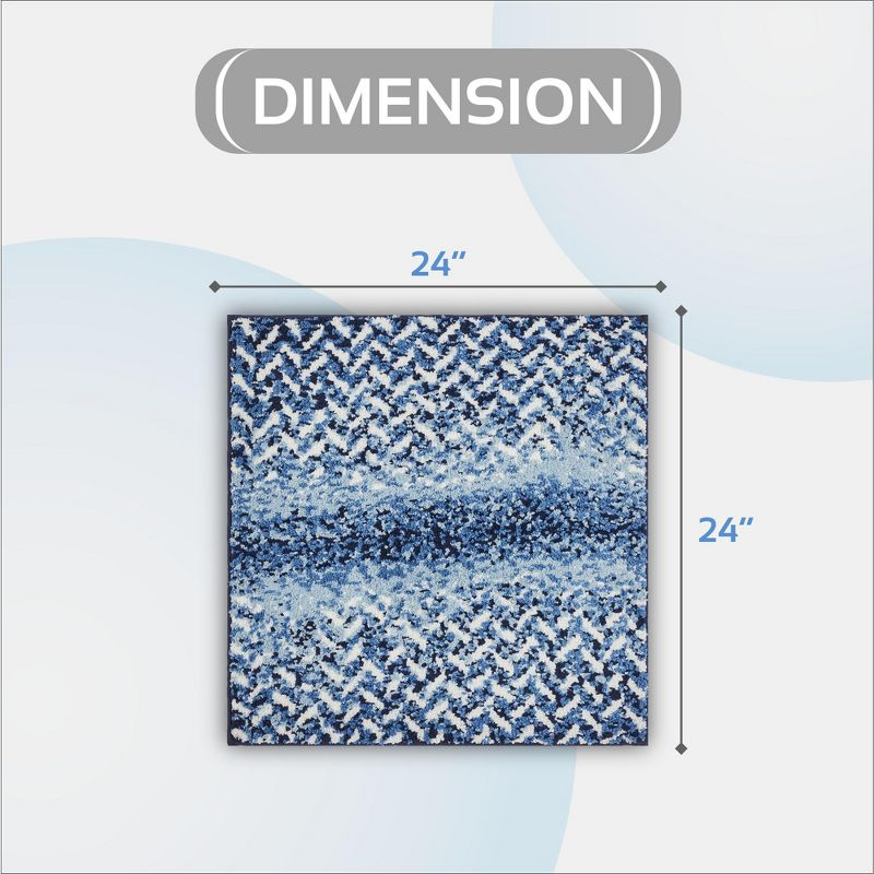 Better Trends Casablanca 100% Micro Polyester Knitted Chevron Pattern 24" Square Bath Rug - Blue