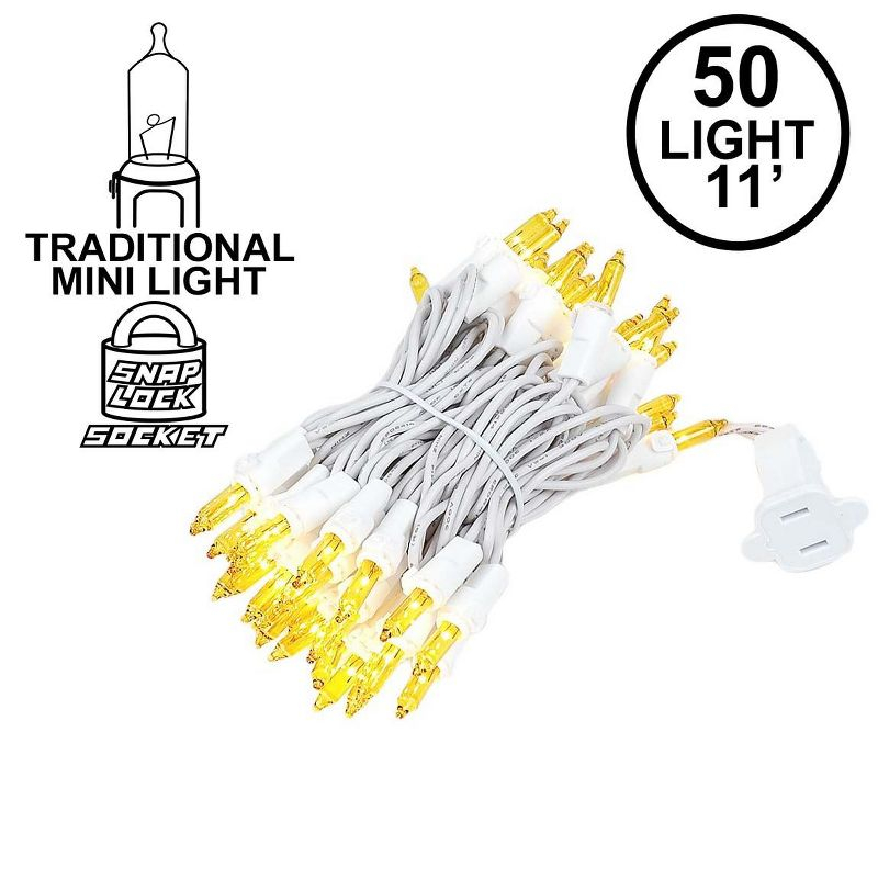 Novelty Lights Yellow 50 Light Incandescent Mini Christmas String Lights White Wire 11 Feet