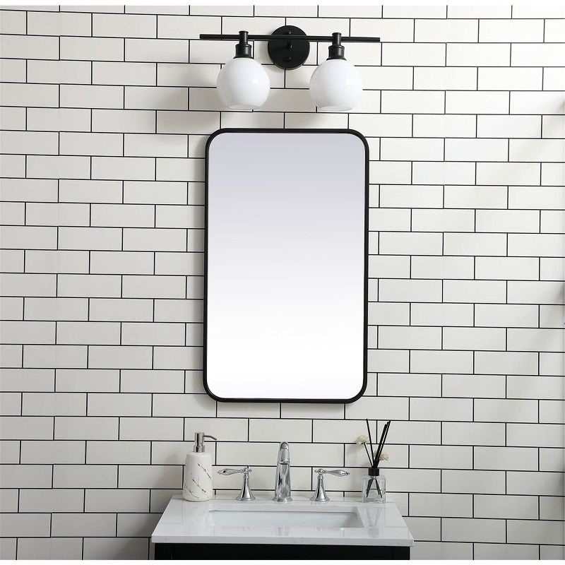 Elegant Lighting Soft corner metal rectangular mirror 18x30 inch in Black