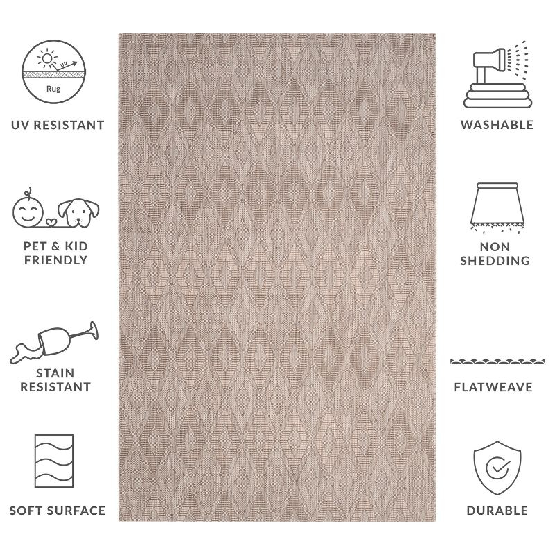 Courtyard CY8522 UV & Stain Resistant Non-Shedding Power Loomed Indoor/Outdoor Accent Rug - Beige/Beige - 4'x5'7" - Safavieh