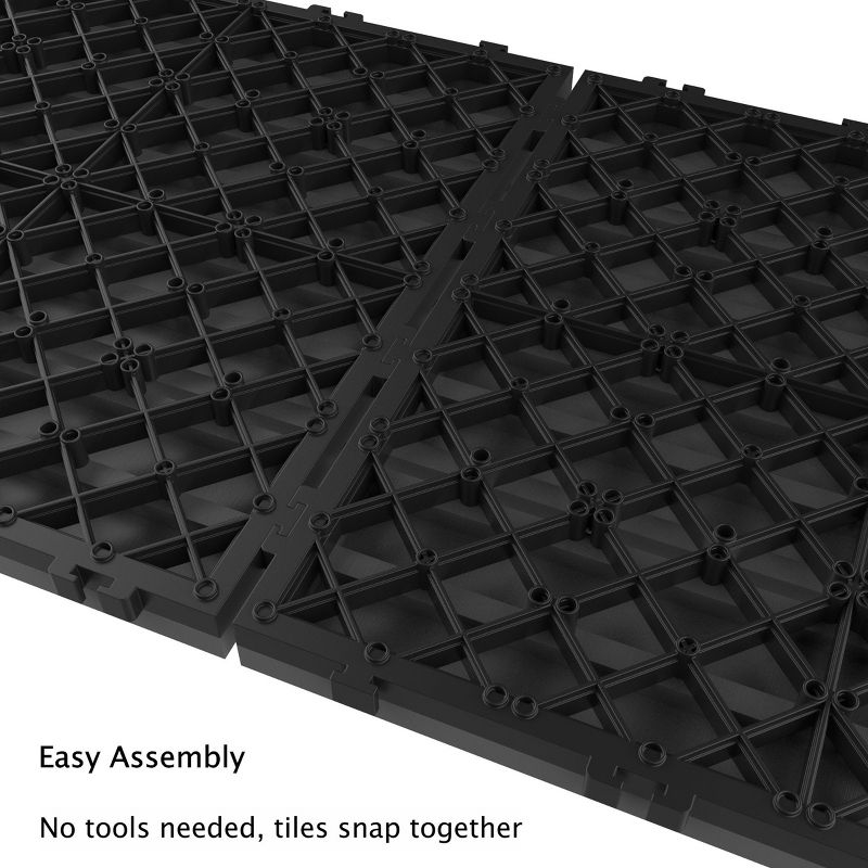 Interlocking Deck Tiles - 6-Pack Wood Plastic Composite Patio Tiles - Outdoor Flooring for Balcony, Porch, and Garage by Pure Garden (Dark Gray)