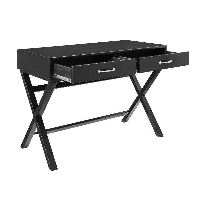 Penney Mid-Century Modern 2 Drawer Desk Black - Linon: Home Office Furniture, Pine Frame, MDF Surface