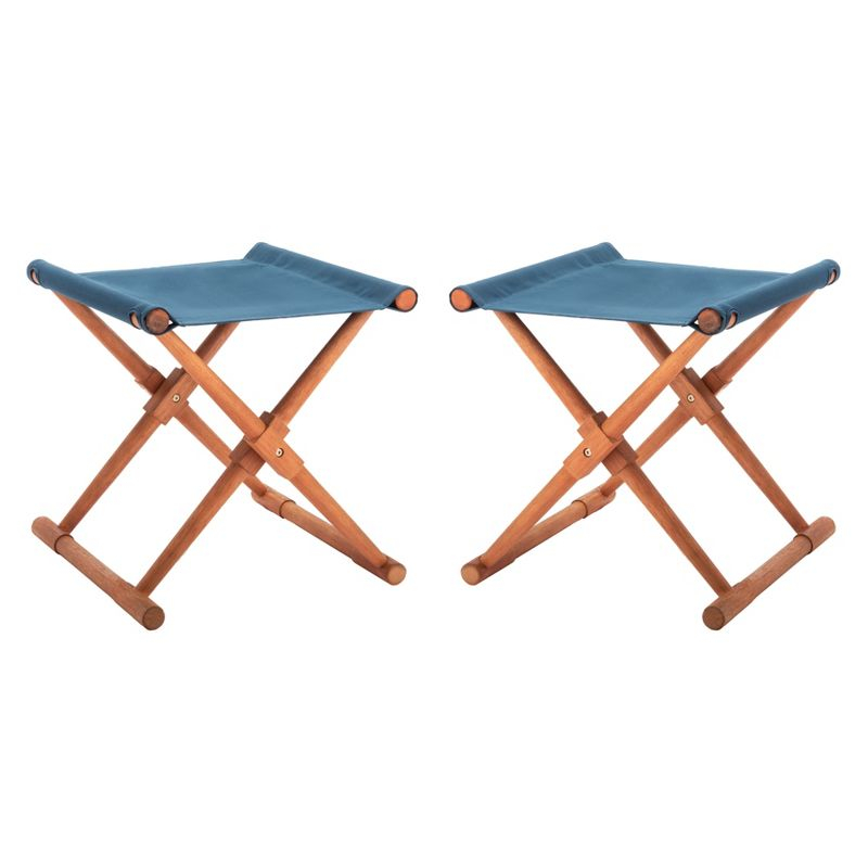 Breanne Stool Indoor/Outdoor (Set Of 2) - PAT7053 - Natural/Navy - Safavieh