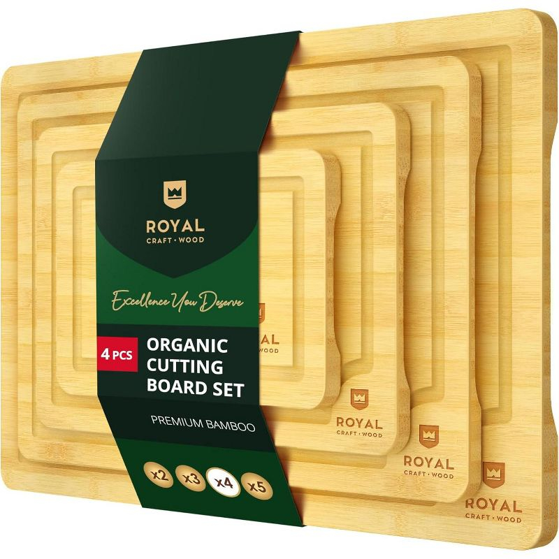 Royal Craft Wood Bamboo Cutting Board Set of 4
