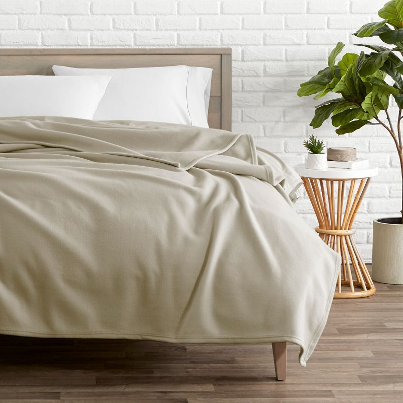 Oyster Throw Size Lightweight Polar Fleece Blanket by Bare Home