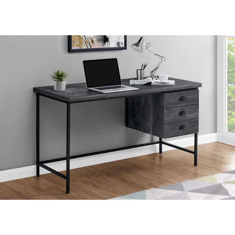 Monarch Specialties Computer Desk Home Office Laptop Storage Drawers 55InchL Work Metal Laminate Black Contemporary Modern
