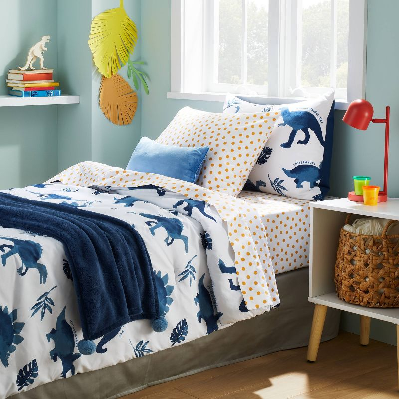 4pc Twin Dinosaur Value Multi-Piece Kids' Bedding Set Watercolor Blue - Pillowfort™