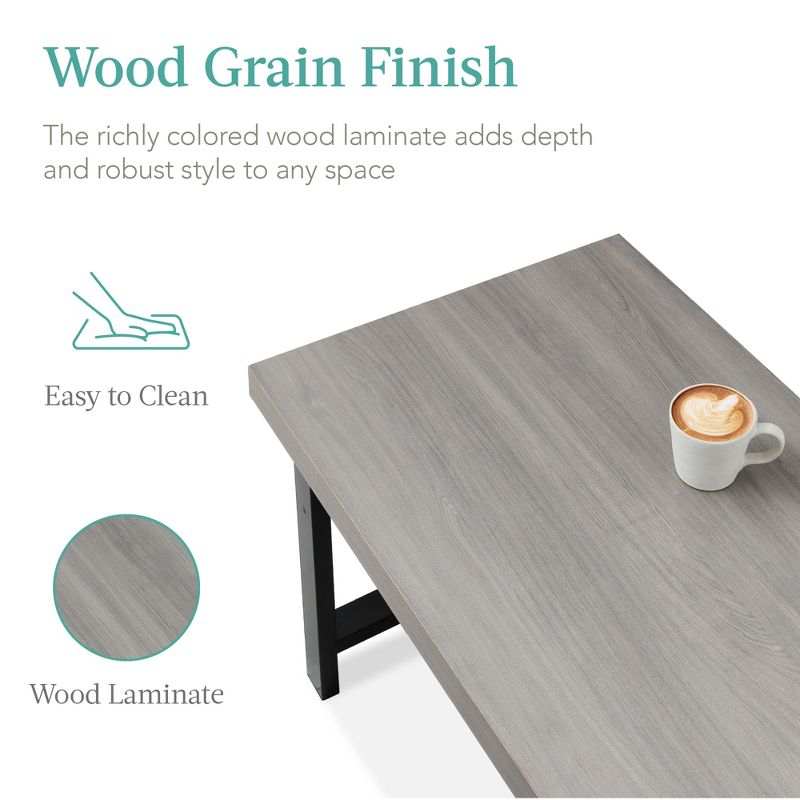 Best Choice Products 44in Modern Butcher Block Top Coffee Table, Rectangular Wood Accent Table w/ Metal Legs - Gray