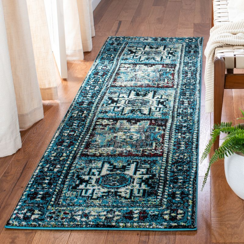 Vintage Hamadan VTH213 Power Loomed Indoor Runner Rug - Light Blue/Black - 2'3"x8' - Safavieh