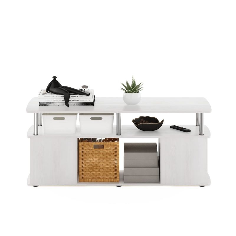 Furinno Modern TV Stand Media Entertainment Center for TV's up To 50" w/Open Storage Compartment for Living Room&Bedroom,White Oak