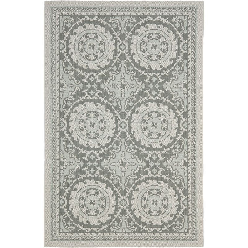 Courtyard CY7059 Power Loomed Indoor/Outdoor Area Rug - Light Grey/Anthracite - 4'x5'7" - Safavieh.