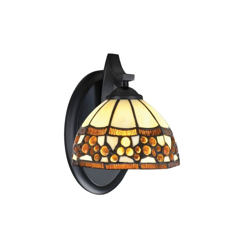 Toltec Lighting Zilo 1 - Light Sconce in  Matte Black with 7'' Roman Jewel Art Glass Shade