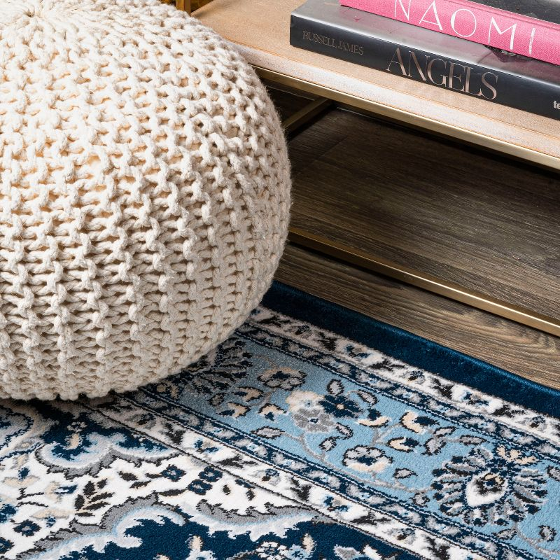 2'x 8' Palmette Modern Persian Floral Runner Rug, Navy/Blue - JONATHAN Y