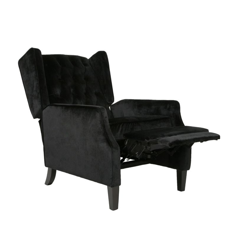 Christopher Knight Home Keating Contemporary Fabric Tufted Wingback Pushback Recliner, Black