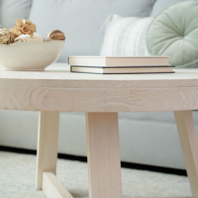 Plank+Beam Classic Solid Wood Round Coffee Table, 36" Farmhouse Table for Living Room