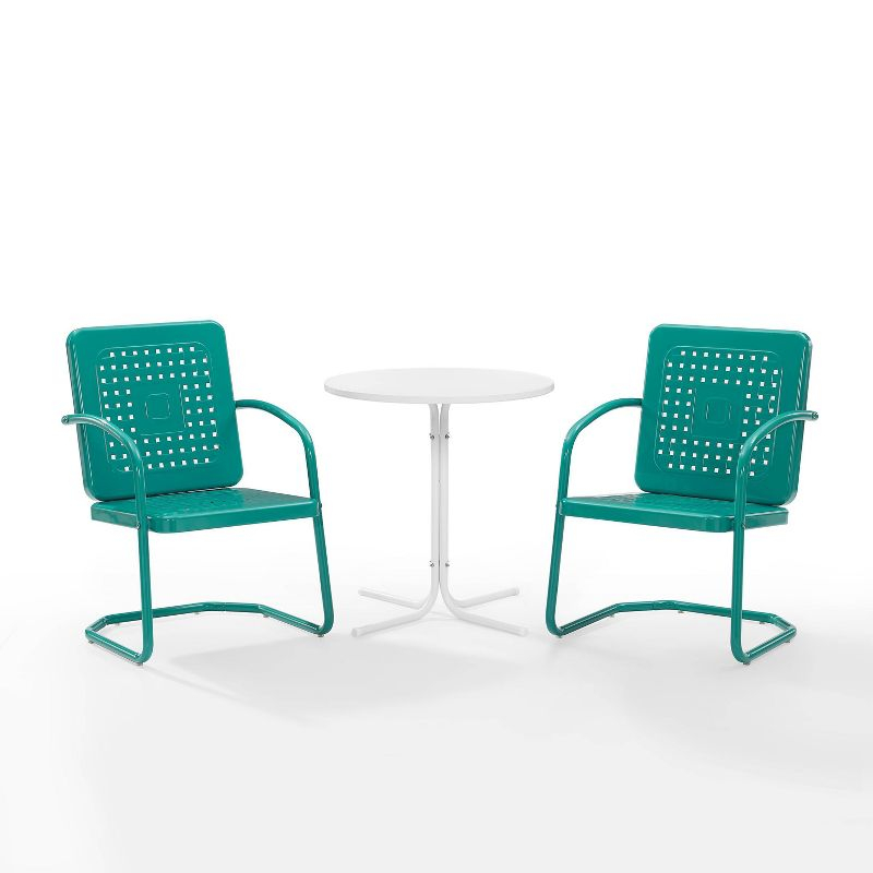 Crosley Bates 3pc Outdoor Bistro Set with Table and 2 Chairs Turquoise