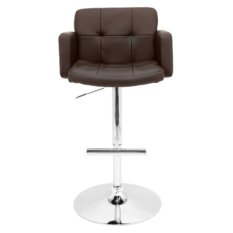 32" Stout Barstool Metal Brown - LumiSource: Upholstered, Swivel, Adjustable Height, Polyurethane Foam