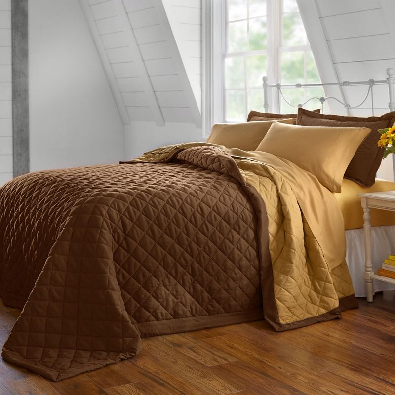 BrylaneHome BH Studio Reversible Quilted Bedspread - Full, Peacock Turquoise