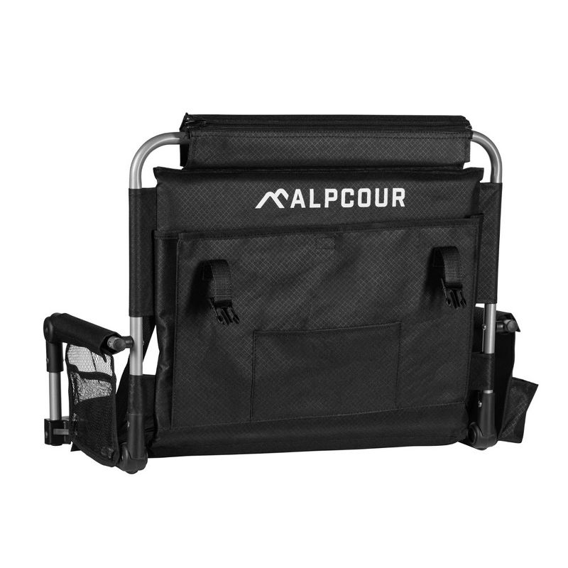 Alpcour Stadium Seat - Foldable, Padded Bleacher Chair with Backrest, Armrest, Pockets, & Cup Holder - Blue