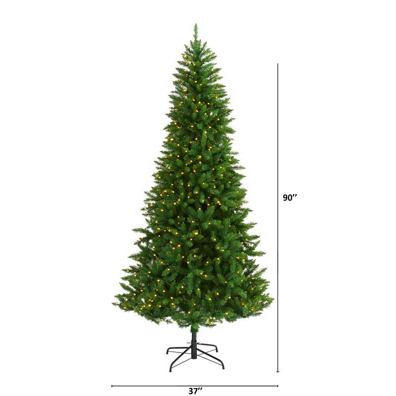 Nearly Natural 7.5-ft Green Valley Fir Artificial Christmas Tree with 500 Clear LED Lights