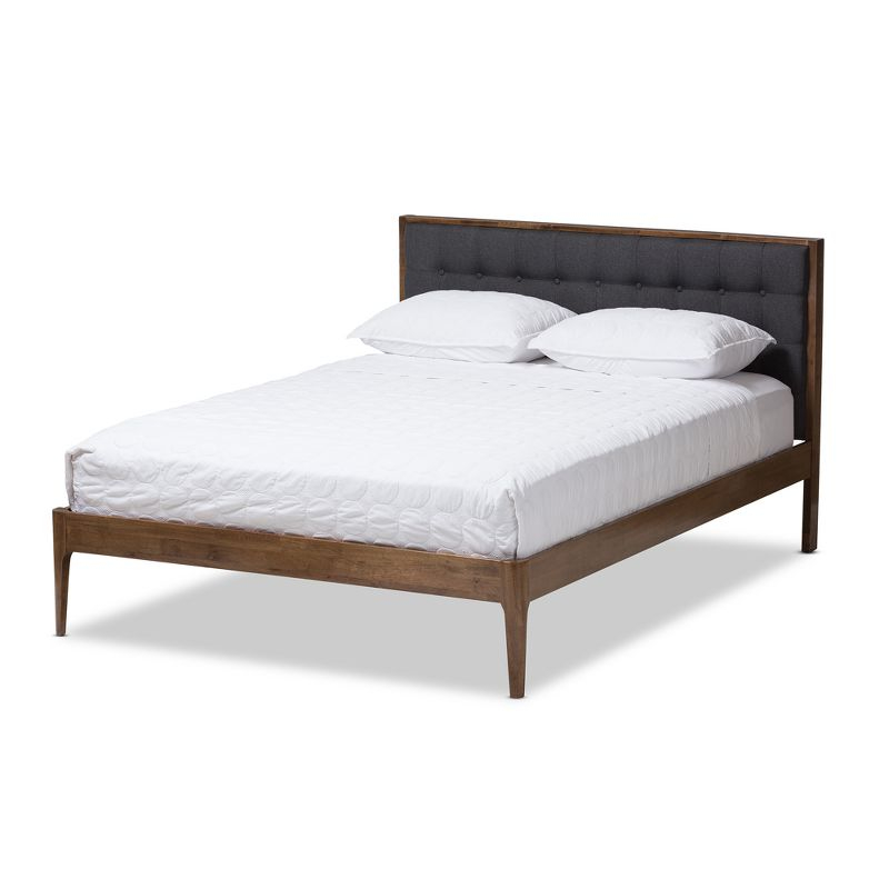Jupiter Mid Tufted Platform Bed Gray - Baxton Studio