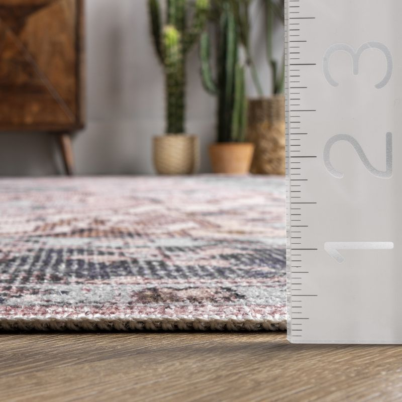 Nuloom Sasha Pet Friendly Machine Washable Medallion Area Rug, 2' x 3', Light Pink