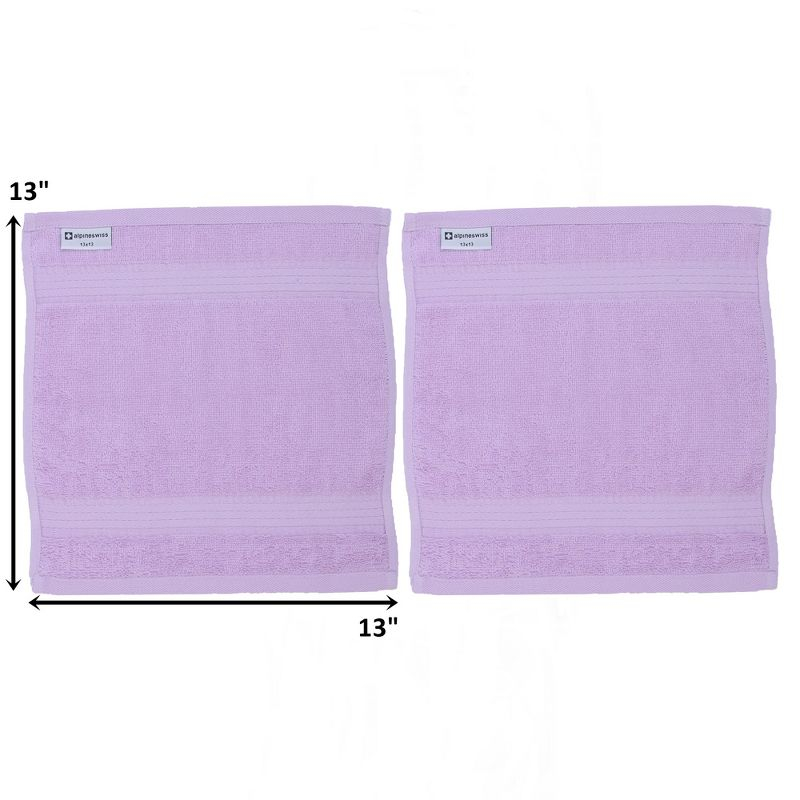 Alpine Swiss 100% Cotton Towel Set 2 Piece Soft and Absorbent 500 GSM Face Towels 13" x 13" Lilac
