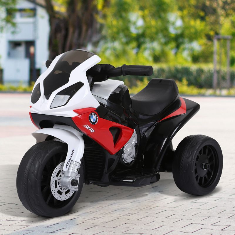 Aosom 6V Kids Motorcycle Licensed BMW, Toddler Motorcycle with Headlight, Music, 3 Wheeled Electric Motorcycle for Kids, Gift for Boys & Girls, Red
