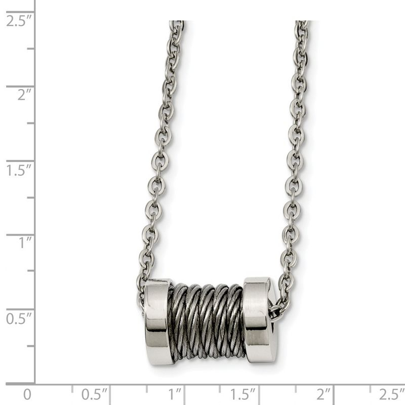 Black Bow Jewelry Stainless Steel Wire Barrel Necklace 24 Inch