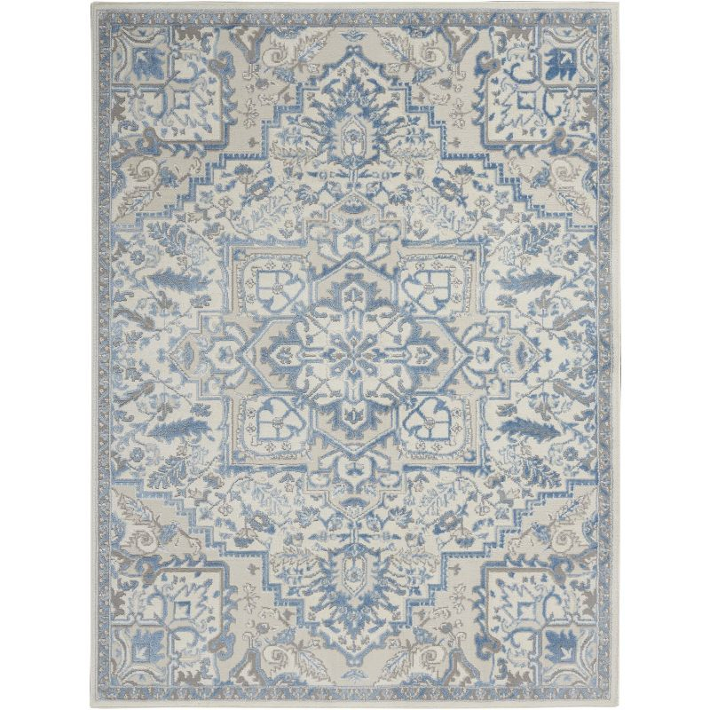 Nourison Elation Bohemian Medallion Indoor Rug Ivory Blue 4' x 6'