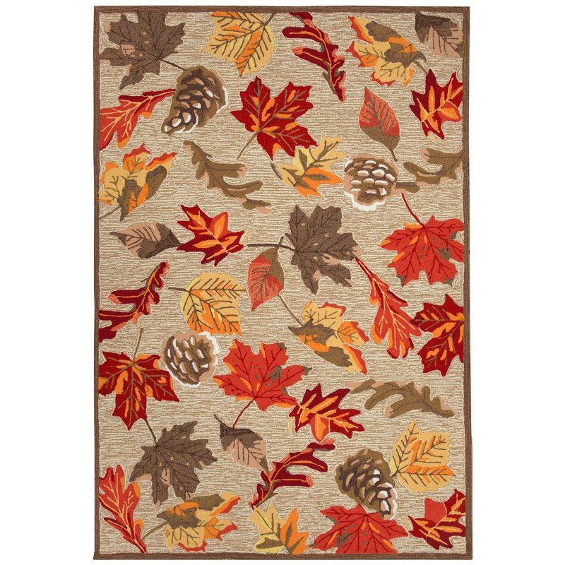 Liora Manne Ravella Falling Leaves Indoor/Outdoor Rug Natural 5' x 7'6"