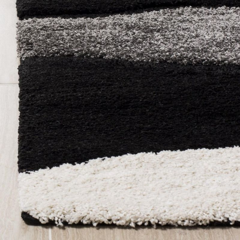 Florida Shag SG475 Power Loomed Indoor Area Rug - Grey/Black - 6'x9' - Safavieh