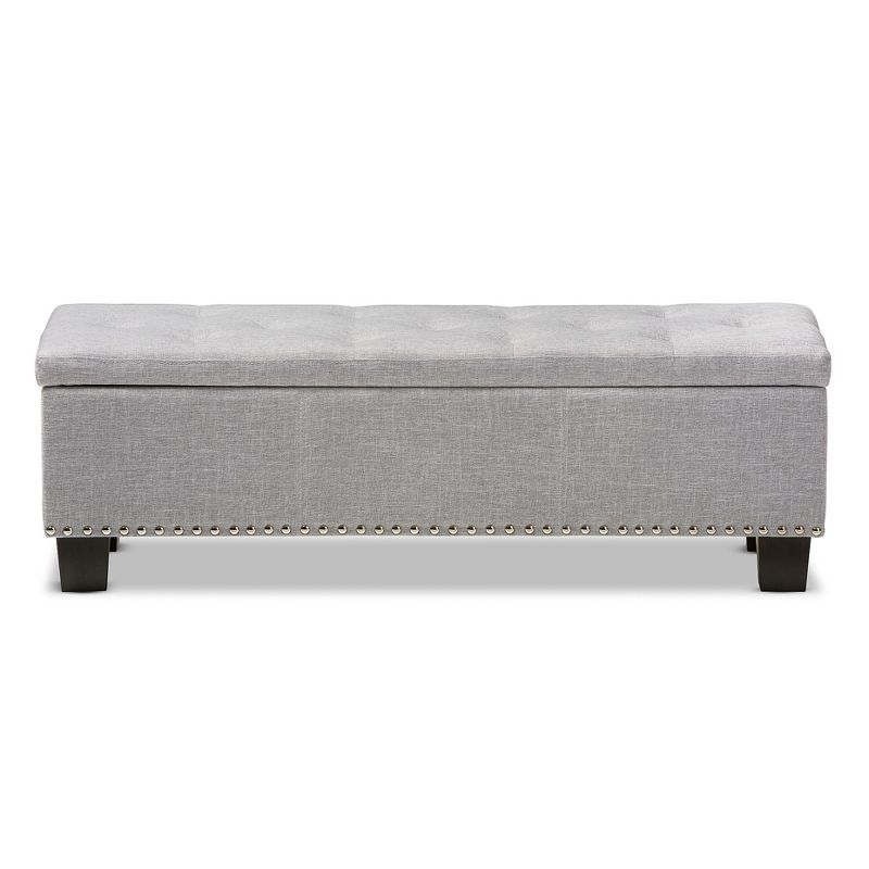 Hannah Modern and Contemporary Fabric Upholstered Button - Tufting Storage Ottoman Bench - Grayish Beige - Baxton Studio